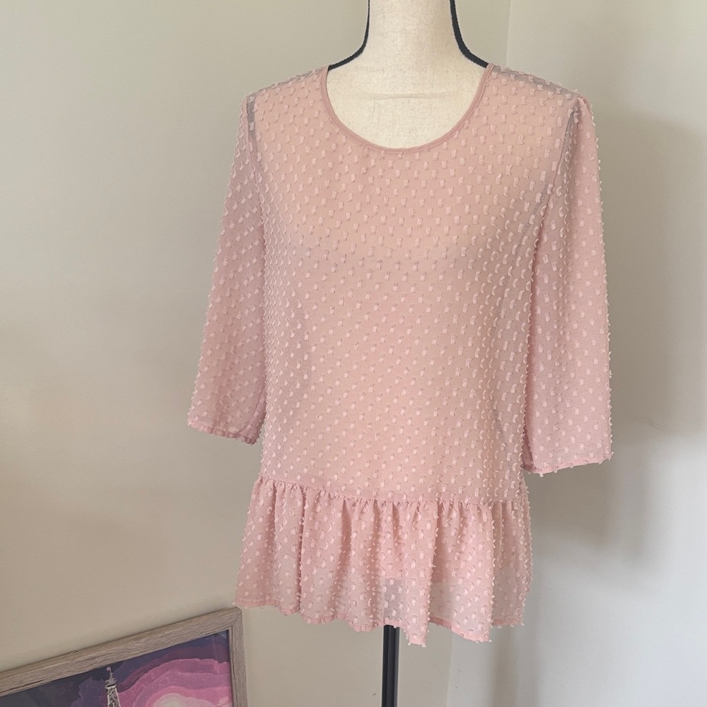 Promod Light Pink Textured Blouse